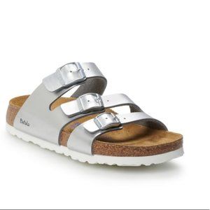 Betula by Birkenstock Silver Leo Soft Sandals New